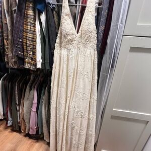 Anthropologie Elegant Ivory Lace Maxi Dress